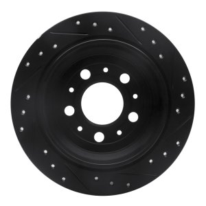 Volvo S70 Brake Rotor (1) - Rear Left - R1 Concepts - Drilled & Slotted - Black - `98-`00
